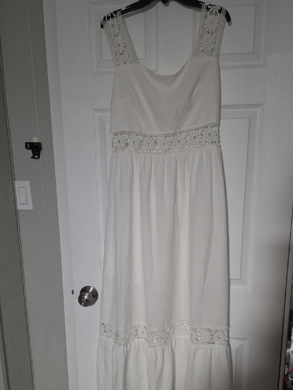 SHEIN White Maxi Dress with Crochet Waist